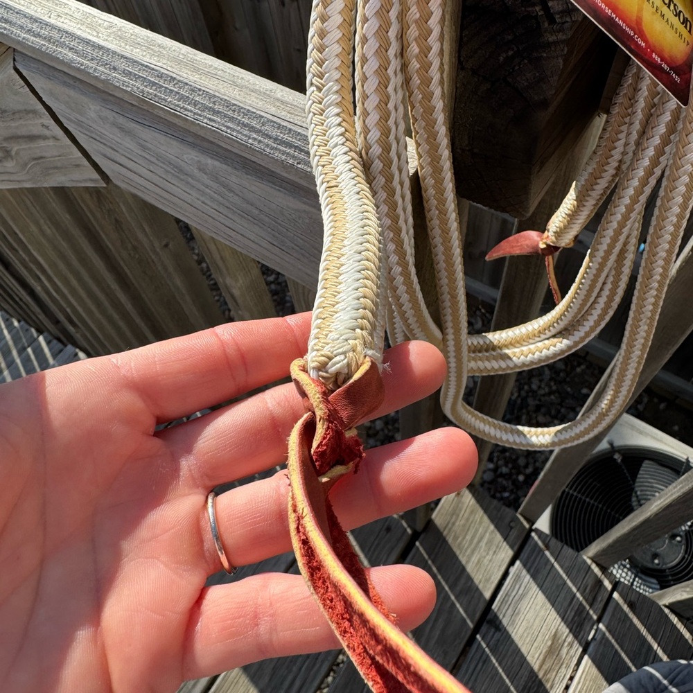 Clinton Anderson Tan & White Loop Reins 10 ft. - Picture 2 of 5